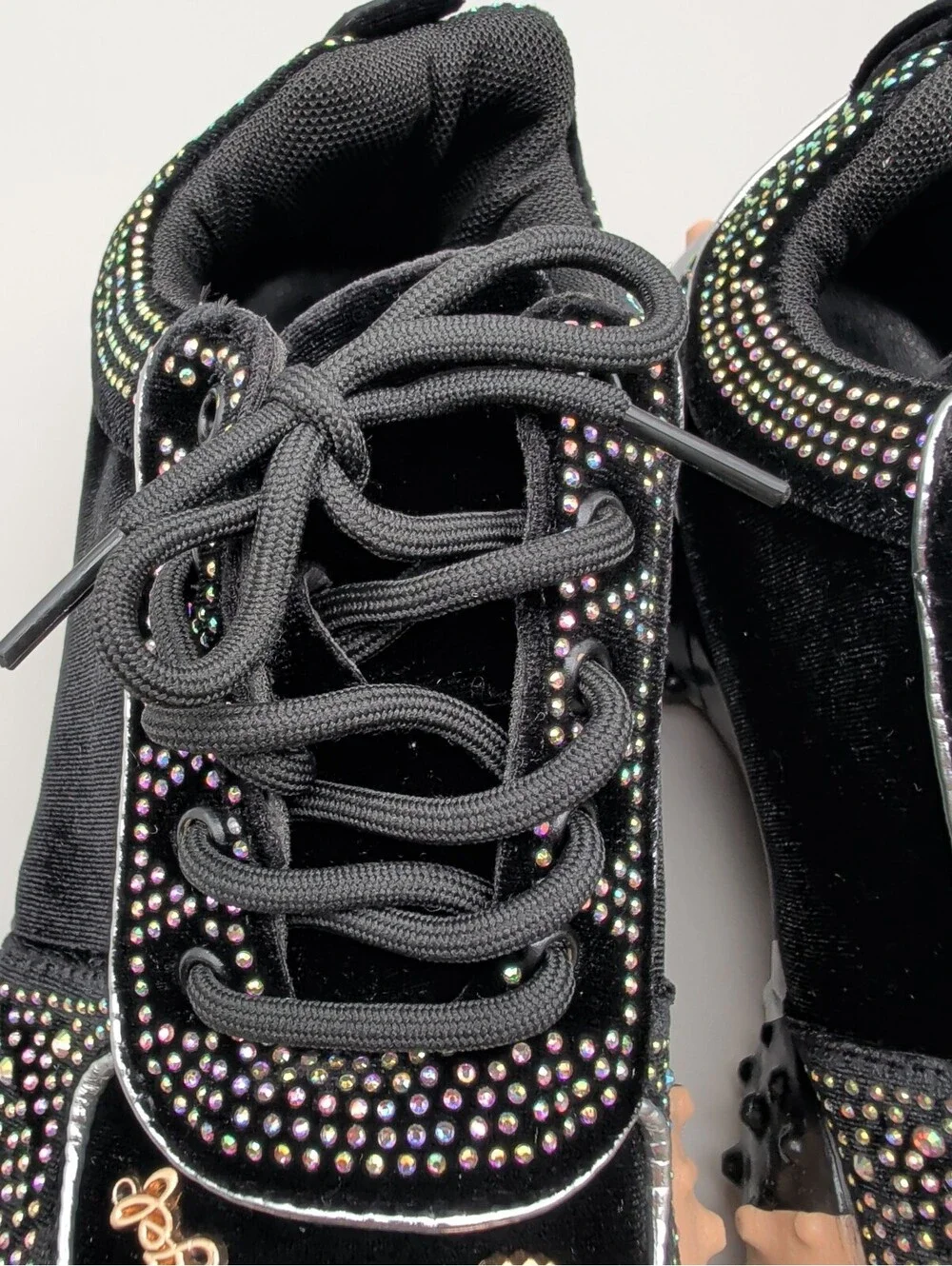 Black Embellished Fashion Sneakers with Chunky Studded Soles EU42 US10.5